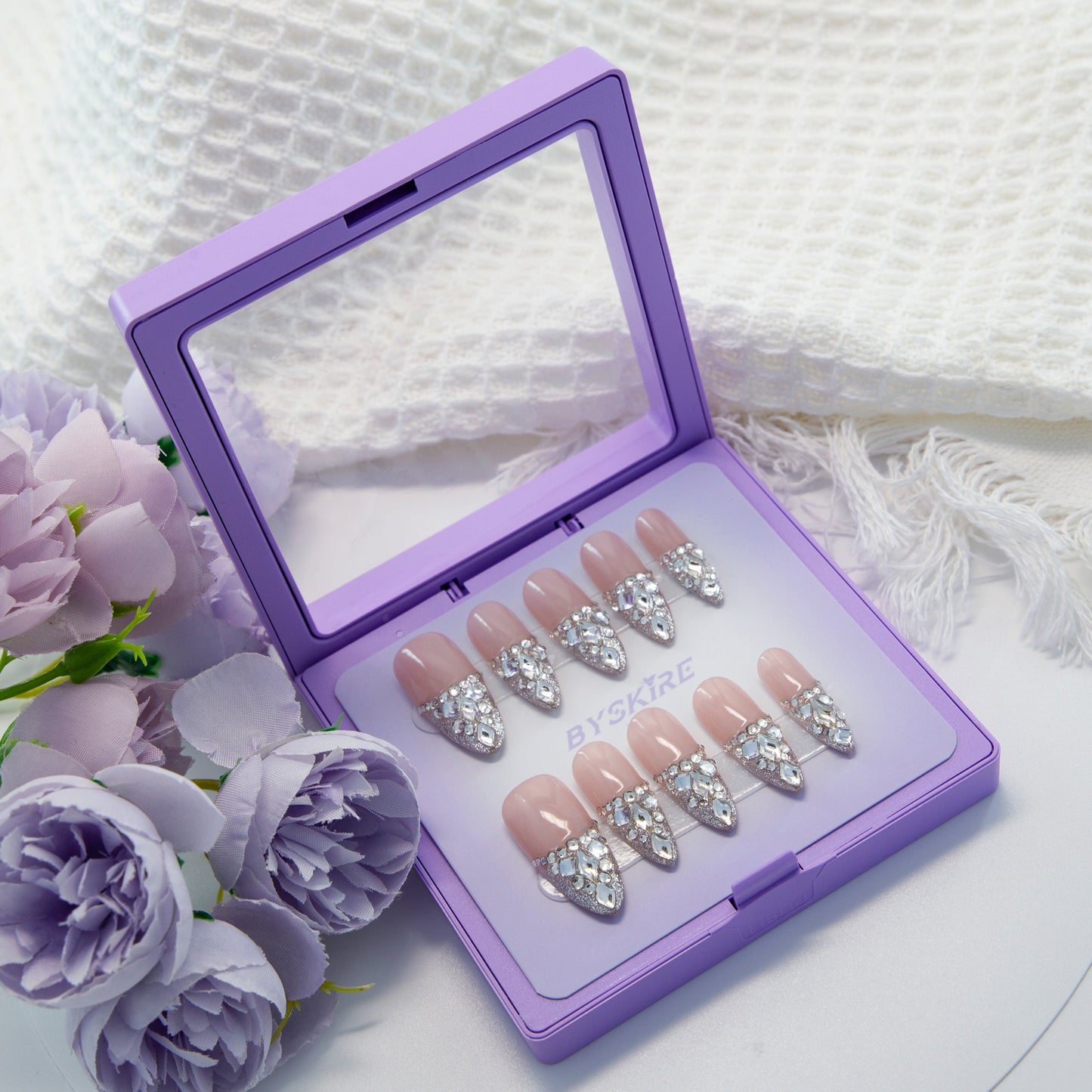 Radiant Gemstone Handmade Nails