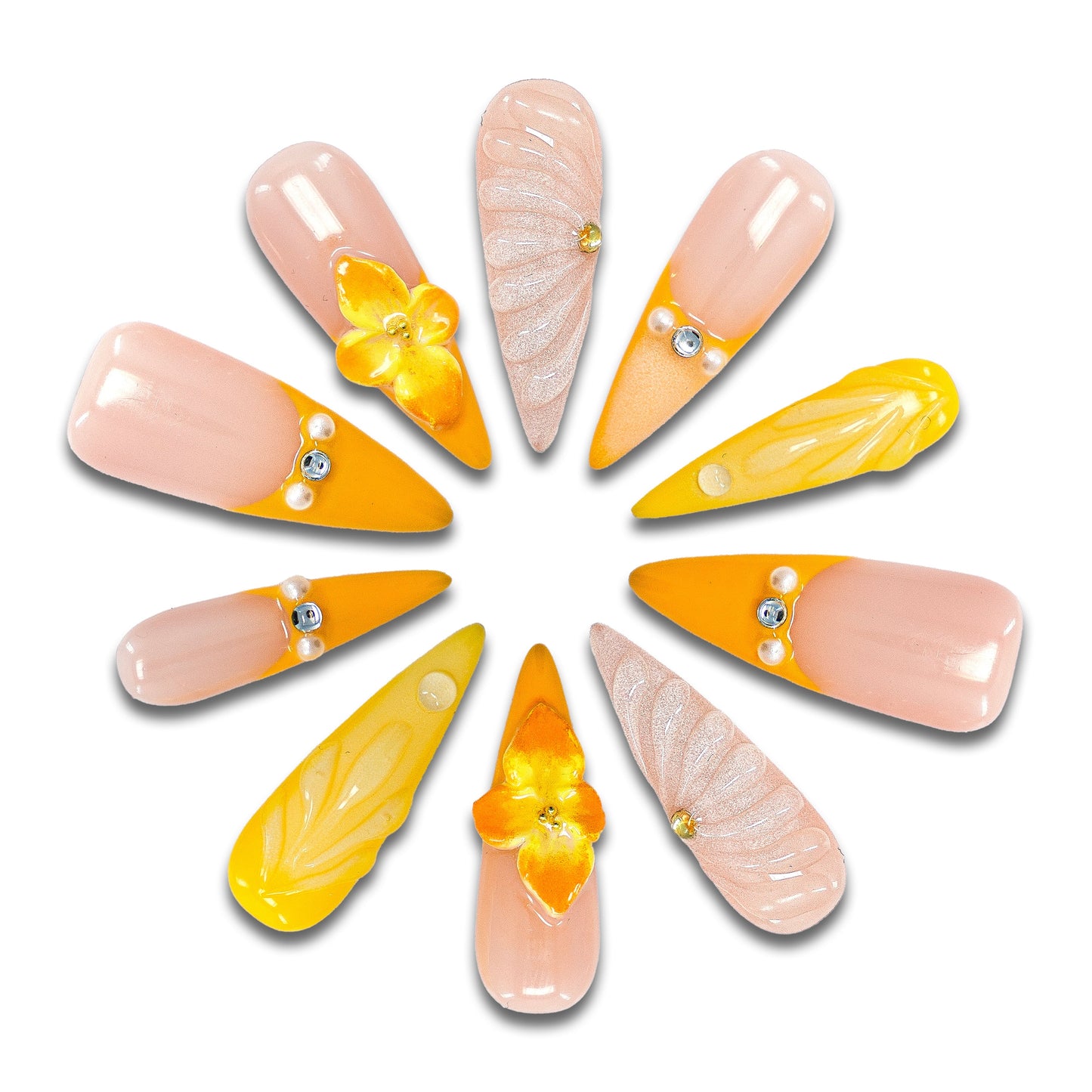 Tropical Smoothie Handmade Stiletto Nails 12016