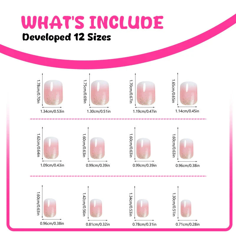 12 Sizes-24 Pcs Press On Nails XD-93-32