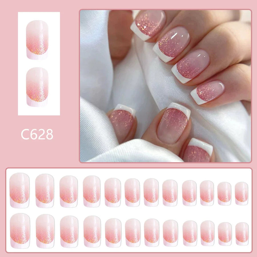 12 Sizes-24 Pcs Press On Nails C628