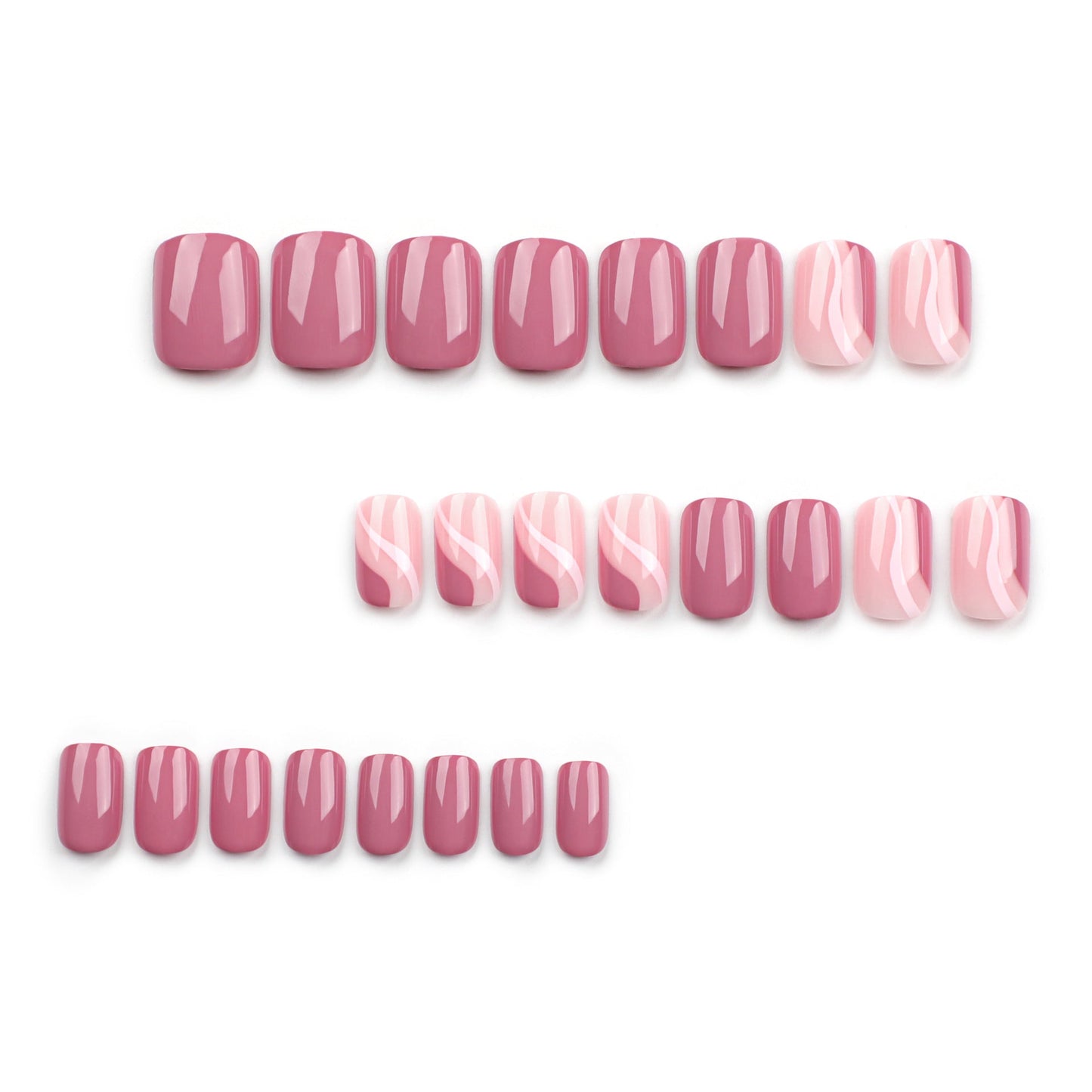 Glossy Pink Short Square Press on Nails