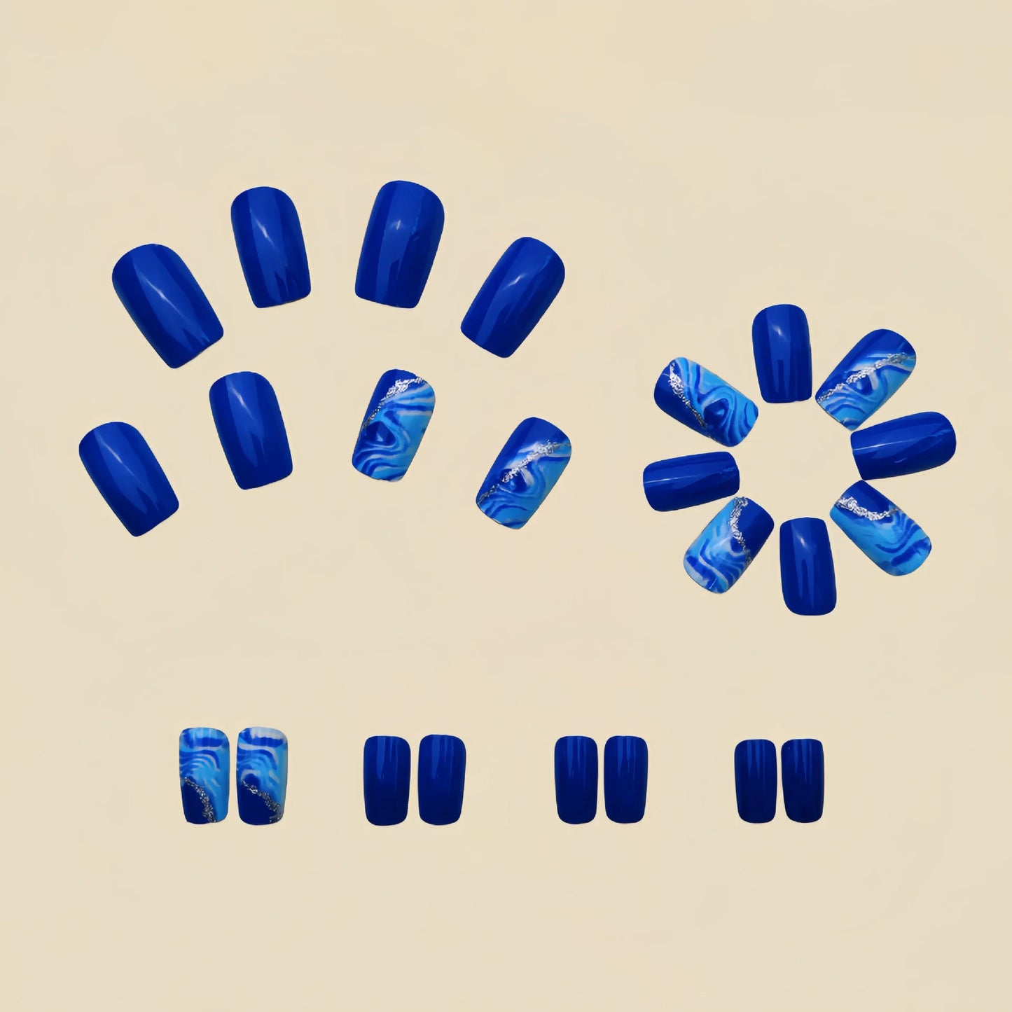 12 Sizes-24 Pcs Press On Nails Y187