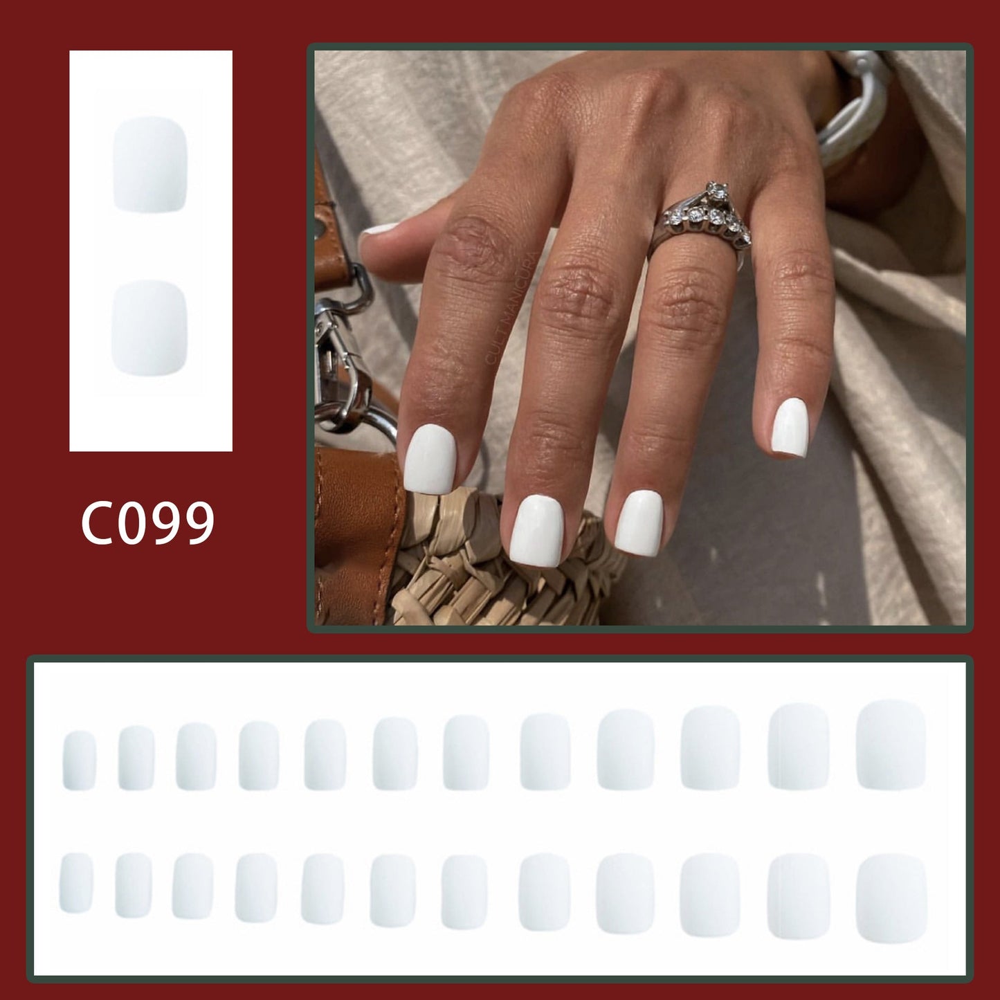 12 Sizes-24 Pcs Press On Nails C099