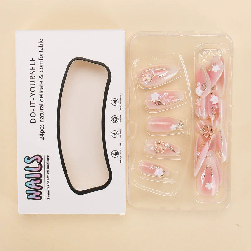 12 Sizes-24 Pcs Press On Nails BZ1411