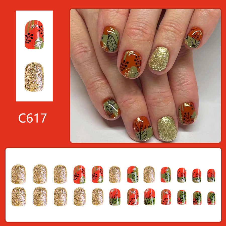 12 Sizes-24 Pcs Press On Nails C617