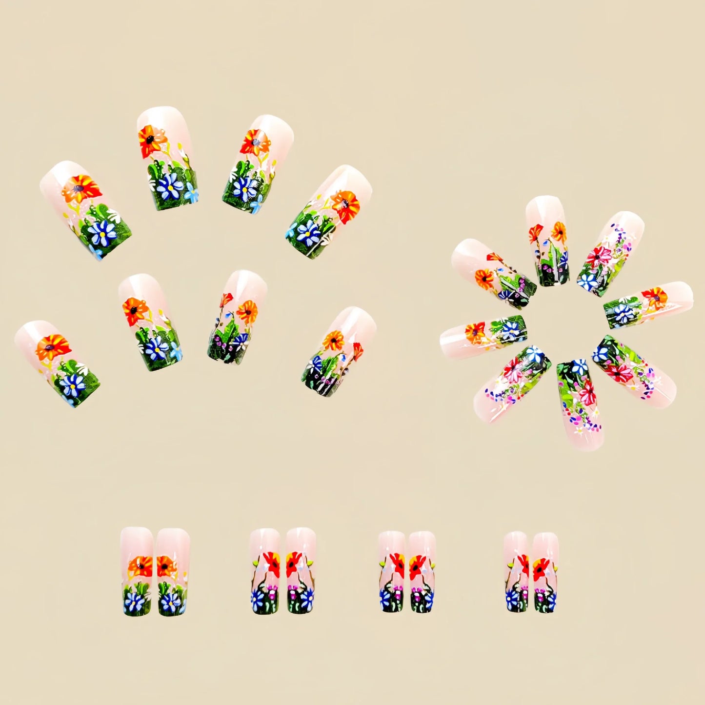 12 Sizes-24 Pcs Press On Nails Y460