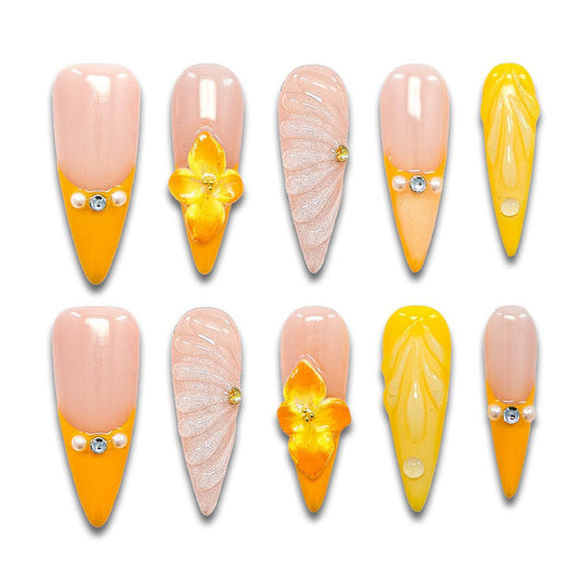 Tropical Smoothie Handmade Stiletto Nails 12016