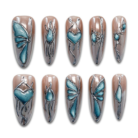 Silver Lining Handmade Almond Nails 11006