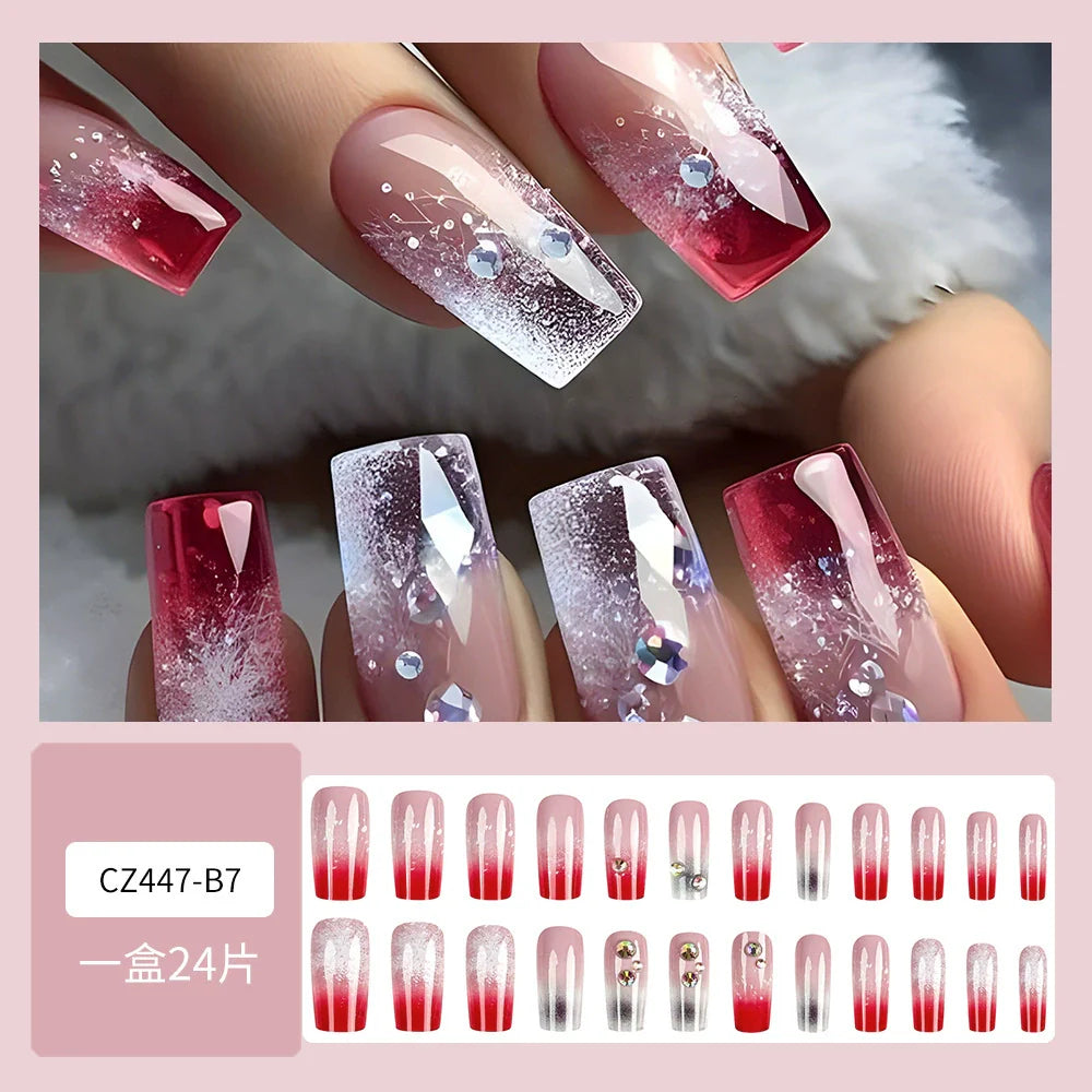 12 Sizes-24 Pcs  Press On Nails CZ447-B7