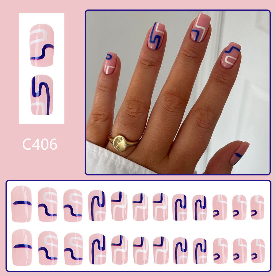 12 Sizes-24 Pcs  Press On Nails C406