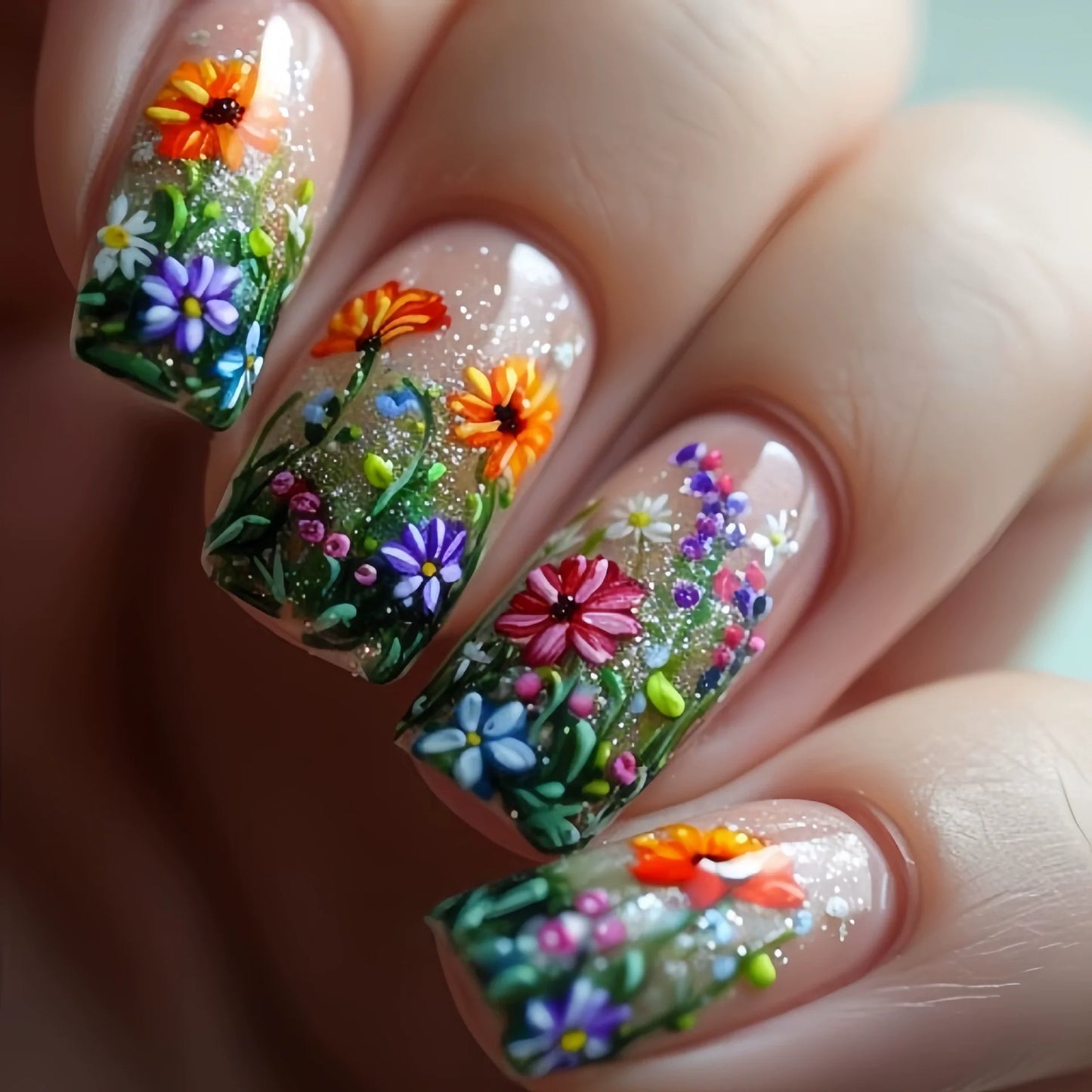 12 Sizes-24 Pcs  Press On Nails Y460