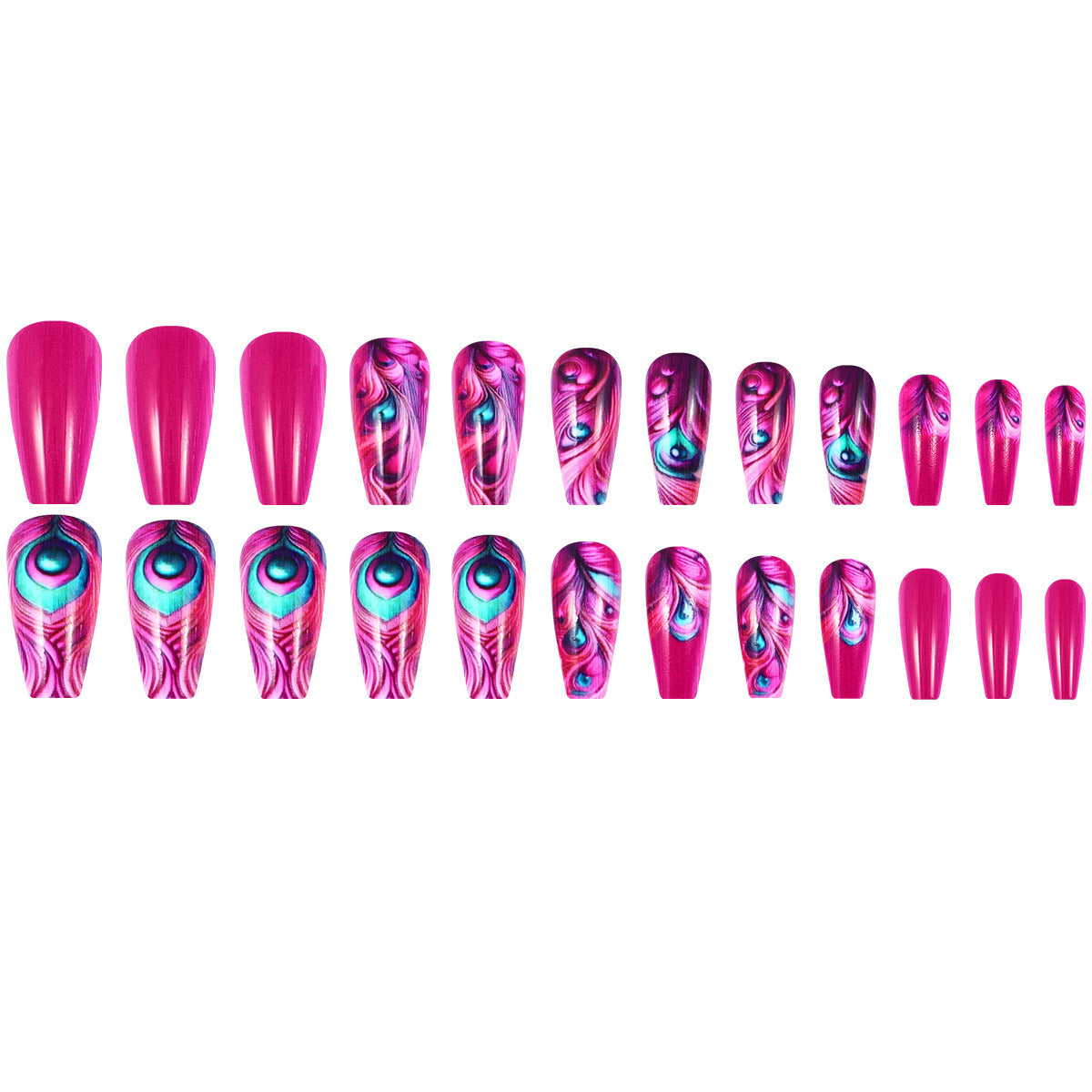 12 Sizes-24 Pcs Press On Nails BKS3140