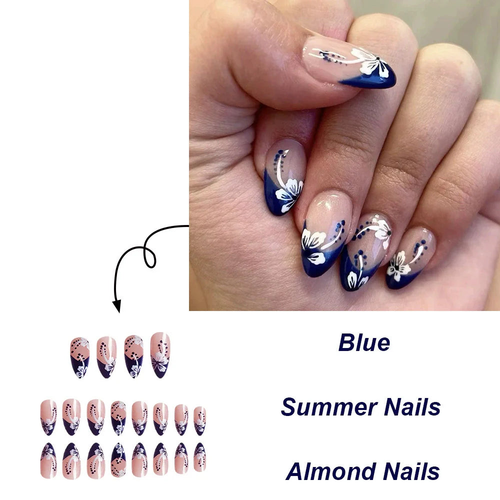 12 Sizes-24 Pcs Press On Nails JB249