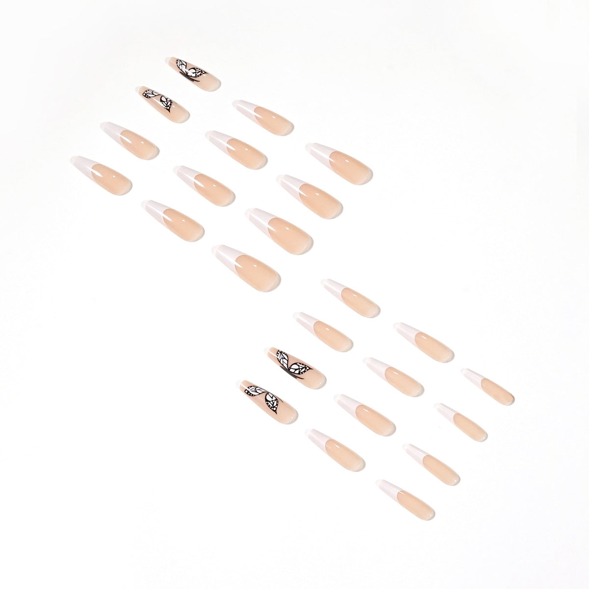 Butterfly French Glossy Long Press on Nails