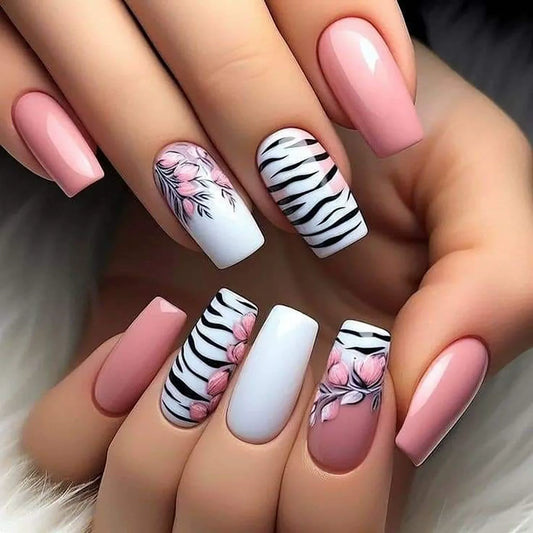 12 Sizes-24 Pcs  Press On Nails F-664
