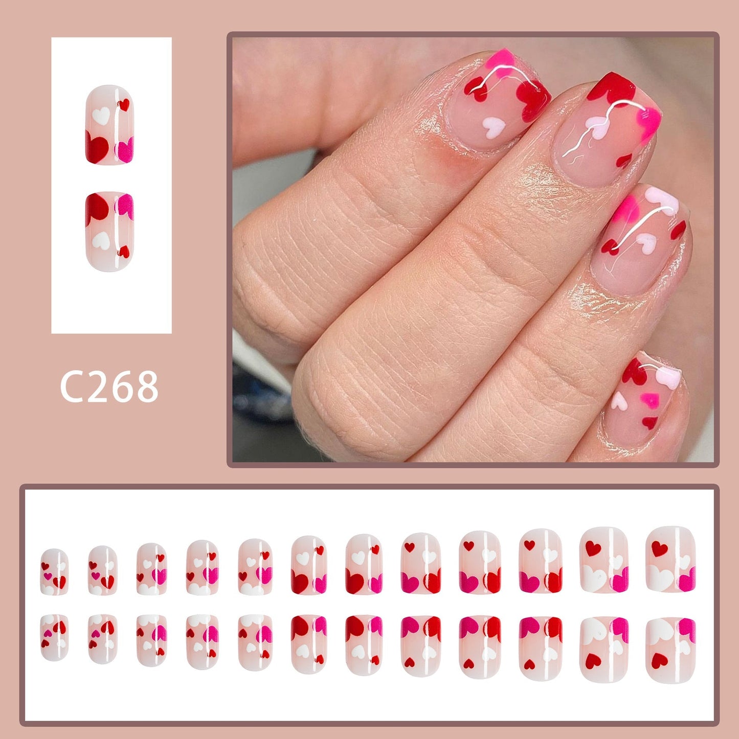 Glossy Medium Square Press on Nails