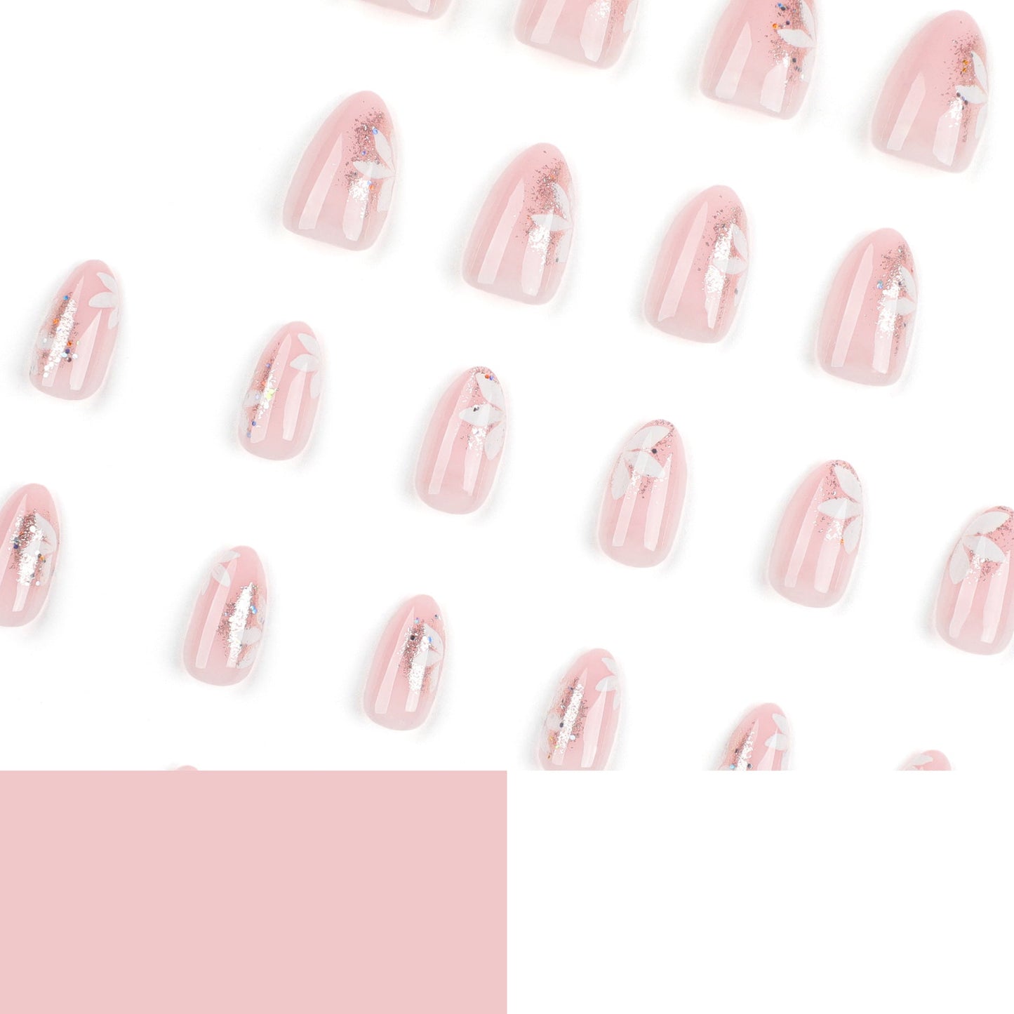 Almond French Glossy Medium Pink Press on Nails